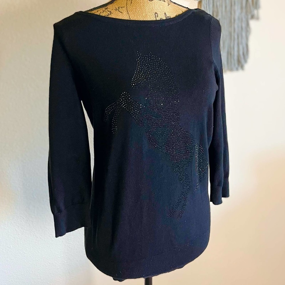 WHITE HOUSE BLACK MARKET Horse Embellished Sweater